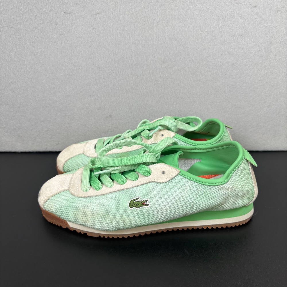 Lacoste x Free People Club Low FP Green Suede Mesh Sneakers Women's Size 7/38